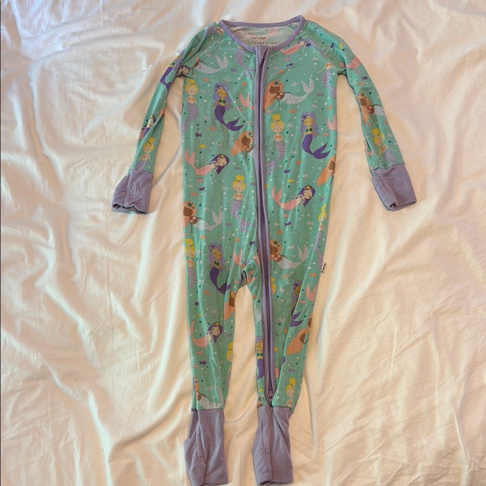 Little Sleepies Mermaid Print Footie - Aqua and Lavender